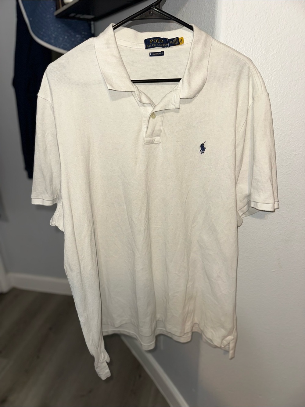 Ralph Lauren White Polo with Navy Pony Embroidery